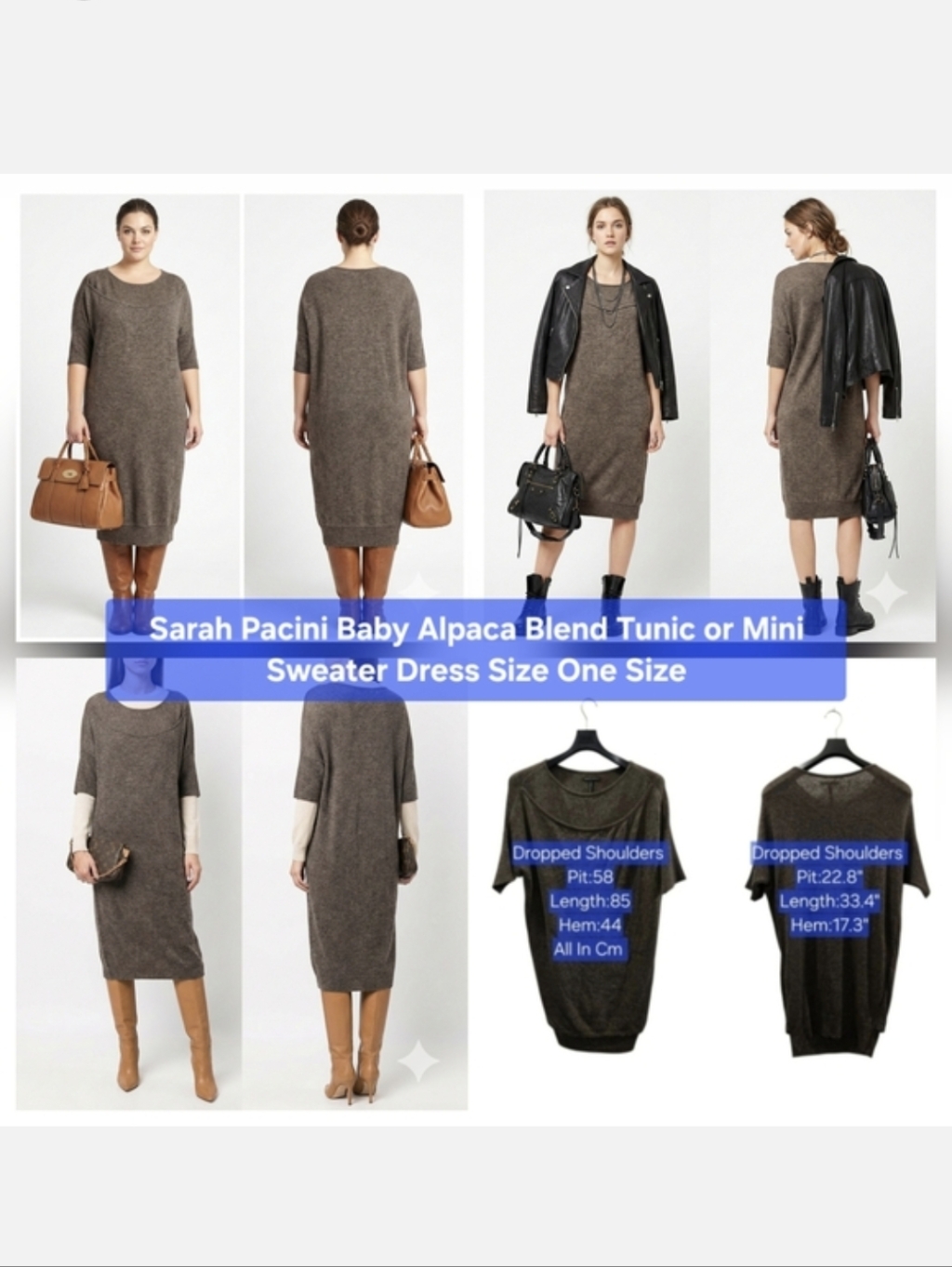 Sarah Pacini Baby Alpaca Blend Tunic Or Mini Sweater Dress Size One Size